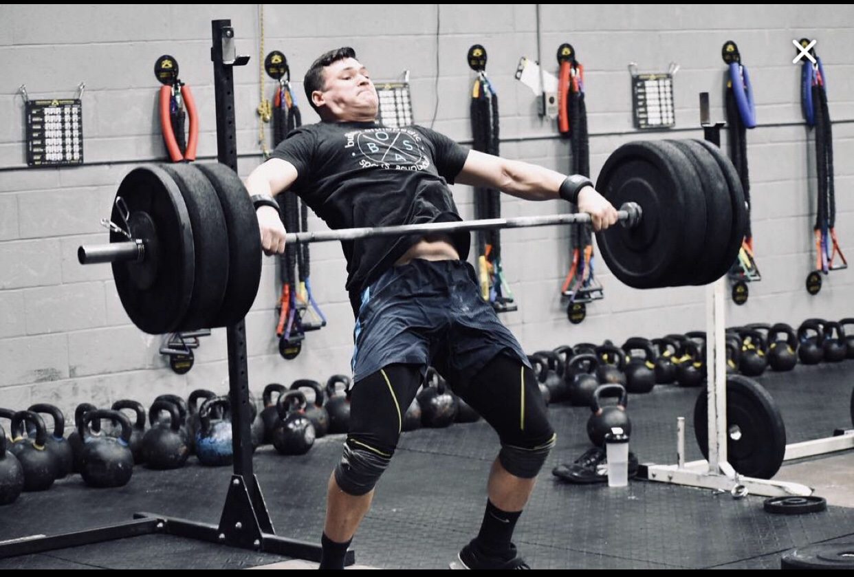 Marc Gonzalez training a heavy barbell lift