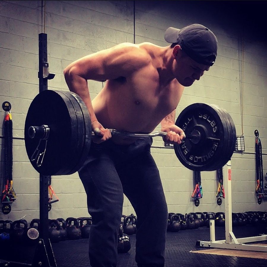 Marc Gonzalez training a bent-over row